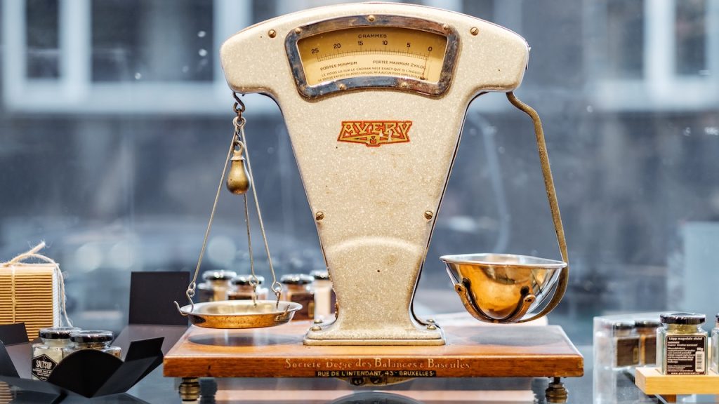 A set of old-fashioned scales.