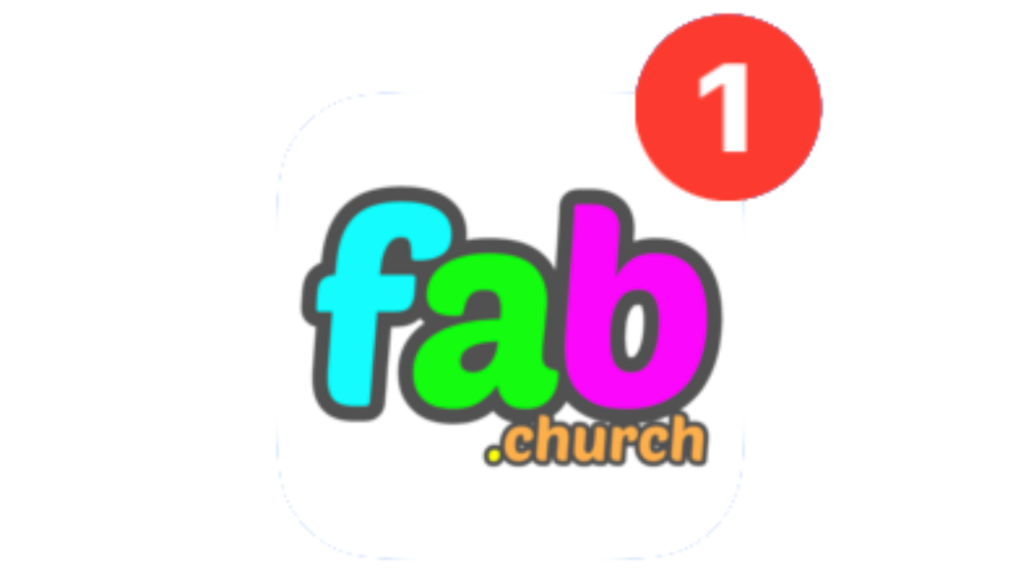 The FAB logo as it appears as a device app icon with one red notification circle containing the number 1.