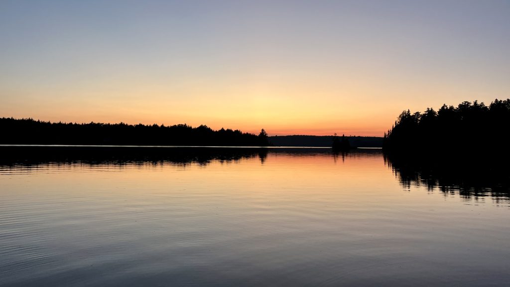 A sunset over Bella Lake.