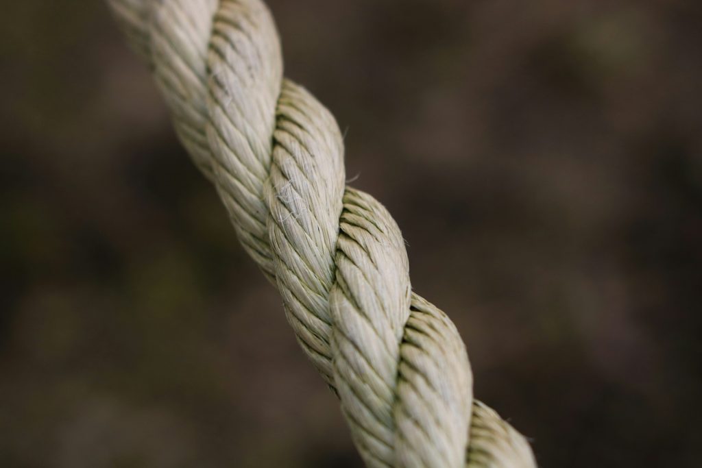A close-up of a white piece of rope.