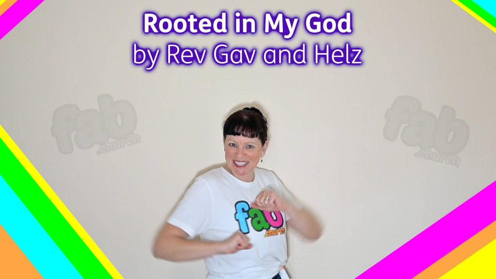 Rooted in My God A thumbnail from the Rooted in My God video with the title and Helen mid dance move.